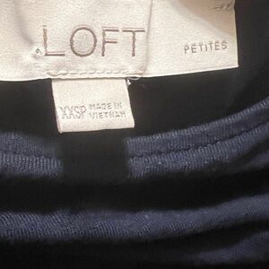 LOFT Petite Navy Ribbed Knit Top